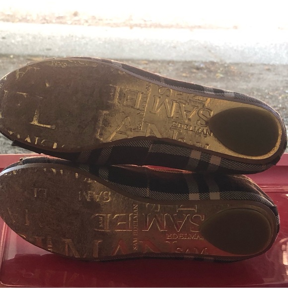 Sam Eldelman Womes Brown Gray Black Plaid w/Gold Chain Ballet Sandals Size 6M - Picture 11 of 11